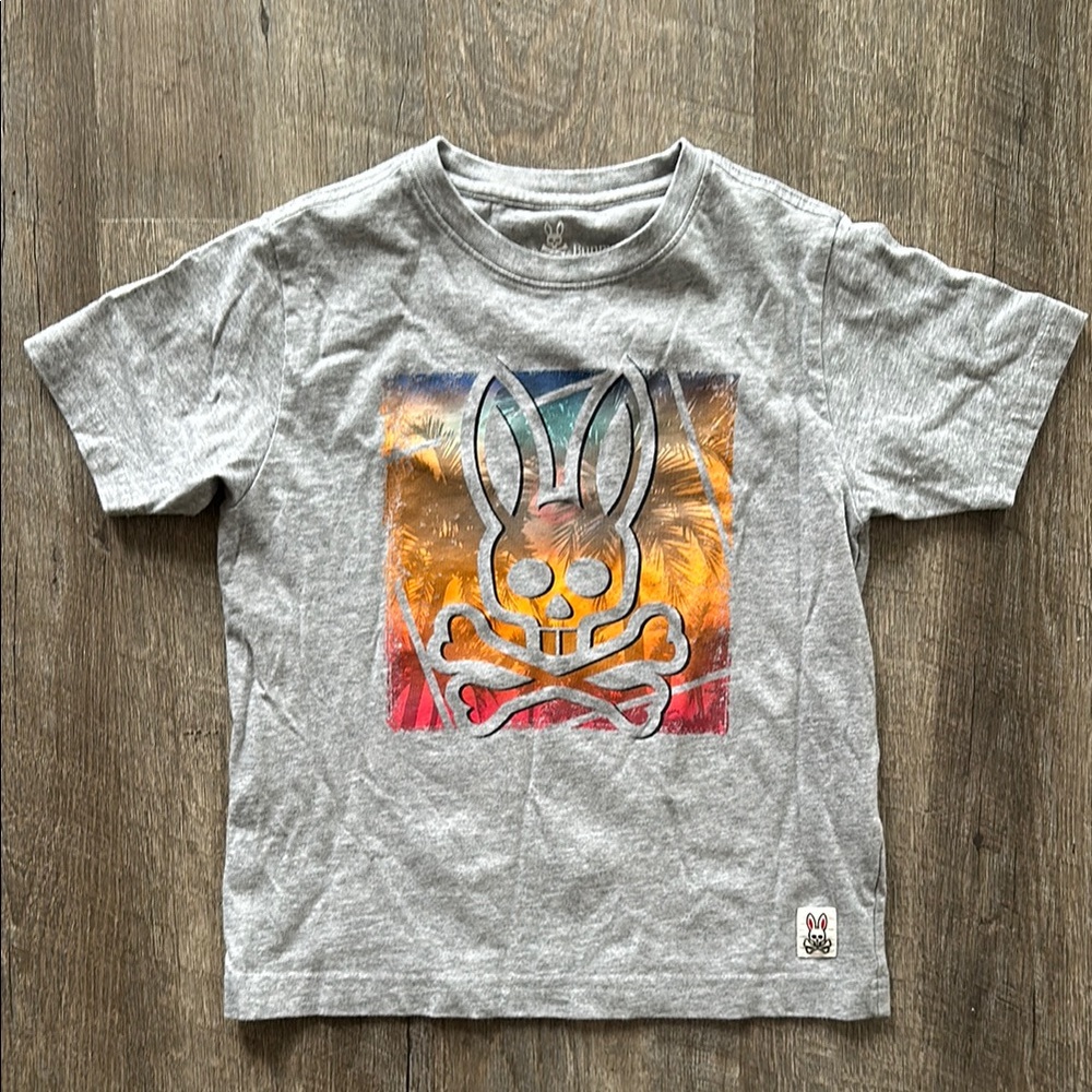 Psycho Bunny Gray Short Sleeve Tee with Bold Graphic